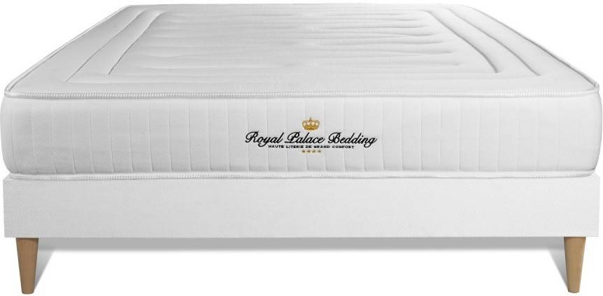Conjunto de Somier + Colchón ROYAL PALACE BEDDING Lancaster Blanco (200x200 cm - Muelles Ensacados y Viscoelástico)