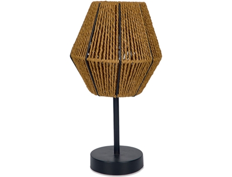 Candelero led con tulipa de cuerda y pie de metal negro natur PRESUME DE CASA