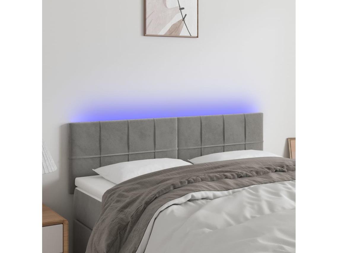 Cabecero Con Led De Terciopelo Gris Claro 144x5x78/88 Cm