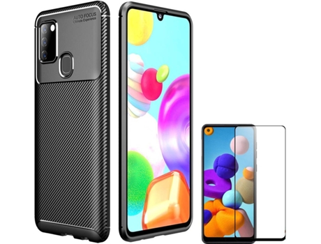 Carcasa y Protector Samsung A21S Rugged Carbon Negro