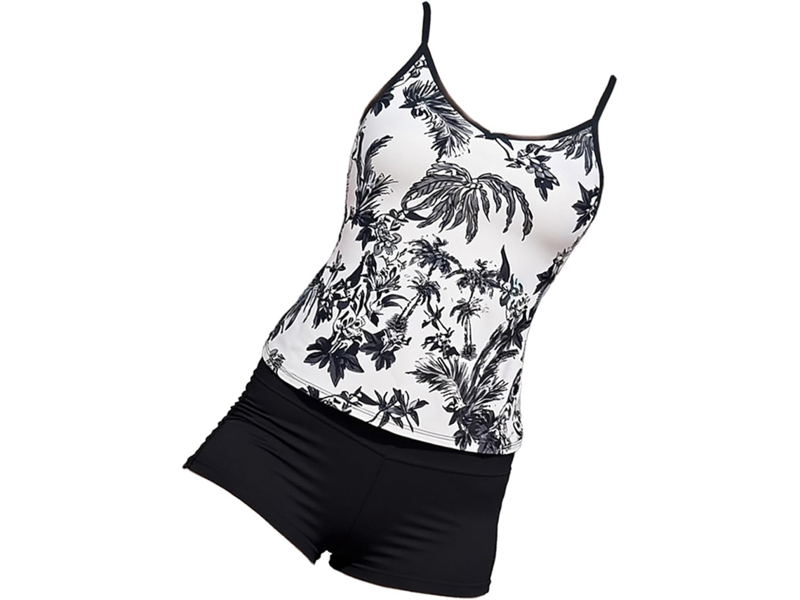 Conjunto De Tankini De 2 Piezas Para Mujer - Tankini Estampado De Cintura Alta Para La Playa Y