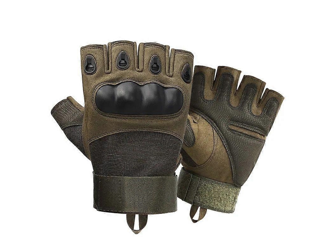 Guantes de moto sin dedos, guantes militares para actividades al aire libre, guantes de ciclismo MDUG (verde, talla L)