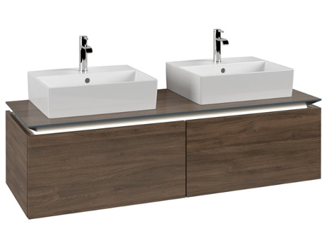 Villeroy &amp Boch Legato Vanity unit B668 1400x380x500mm 2 lavabos iluminación LED