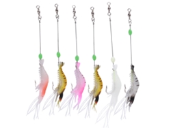 6pcs Isca Artificial Camarão Soft Luminoso De Alta Simulação Com Anzol Para Pesca