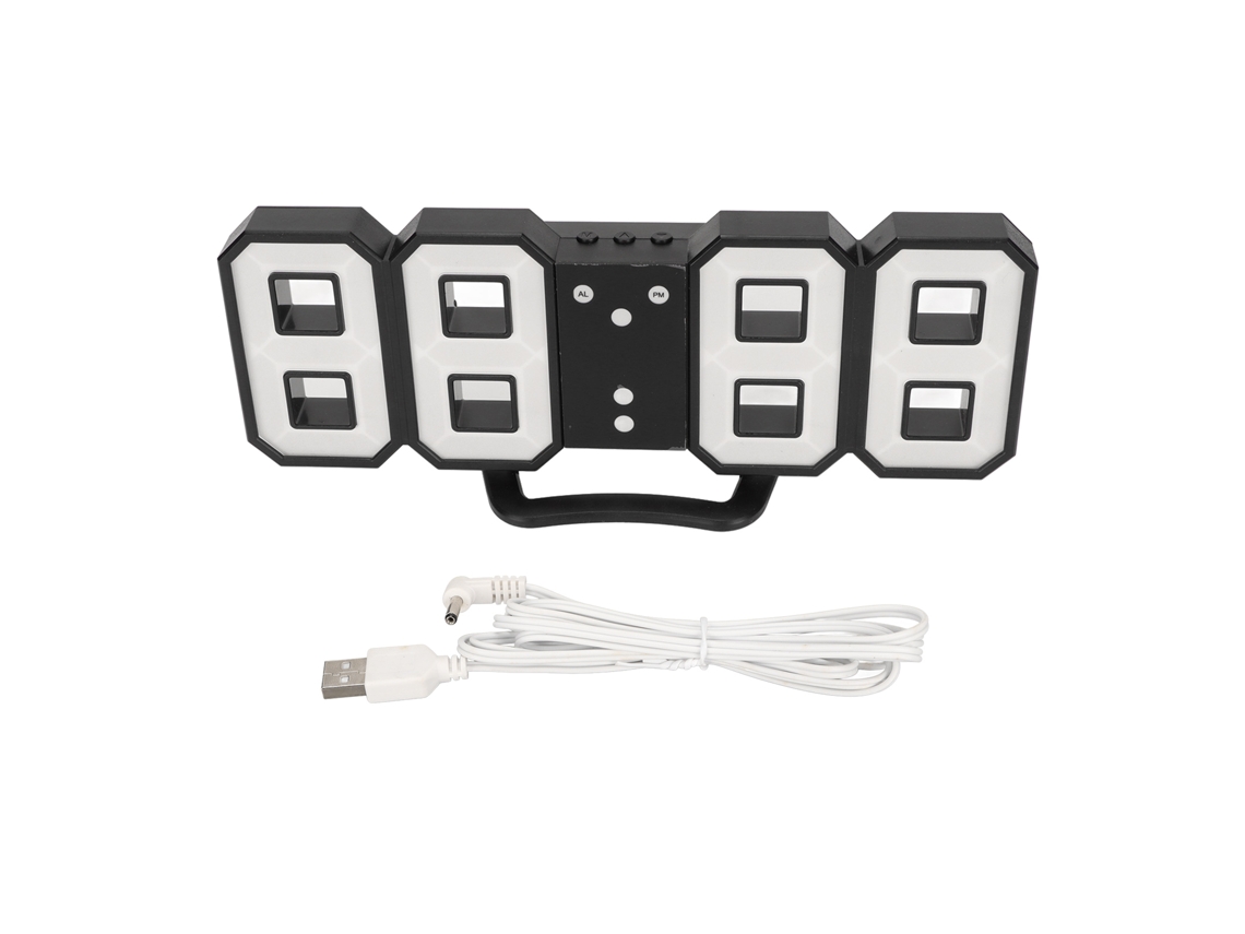 Reloj Digital Led De Mesa 3d Ajustable Con Alarma Snooze Memoria Tiempo Fecha Temperatura Pared Pequeño