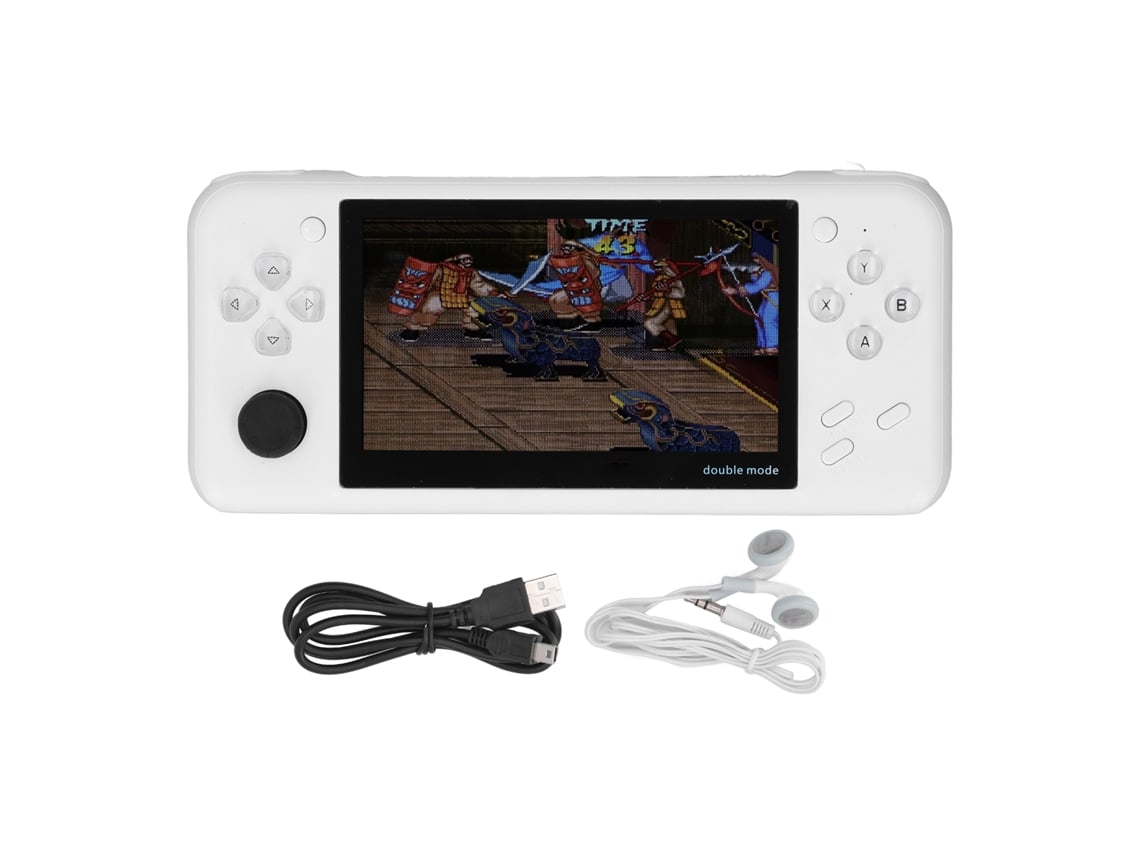 Consola de juegos portátil 20du26 de 4,3 pulgadas HD con batería de 1500 mAh, compatible con 2 jugadores y guardado de partidas - Blanca
