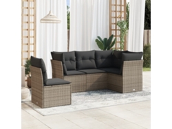 Conjunto de sofá de jardín de 5 piezas con cojines, ratán gris, DKD Home Decor