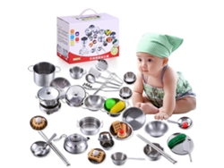 Juego De Juguetes De Cocina De Acero Inoxidable De 16 Piezas Para Niños - Regalo Para Niños