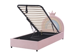 Beliani Grisetot Terciopel Cama Rosa 96x210x106
