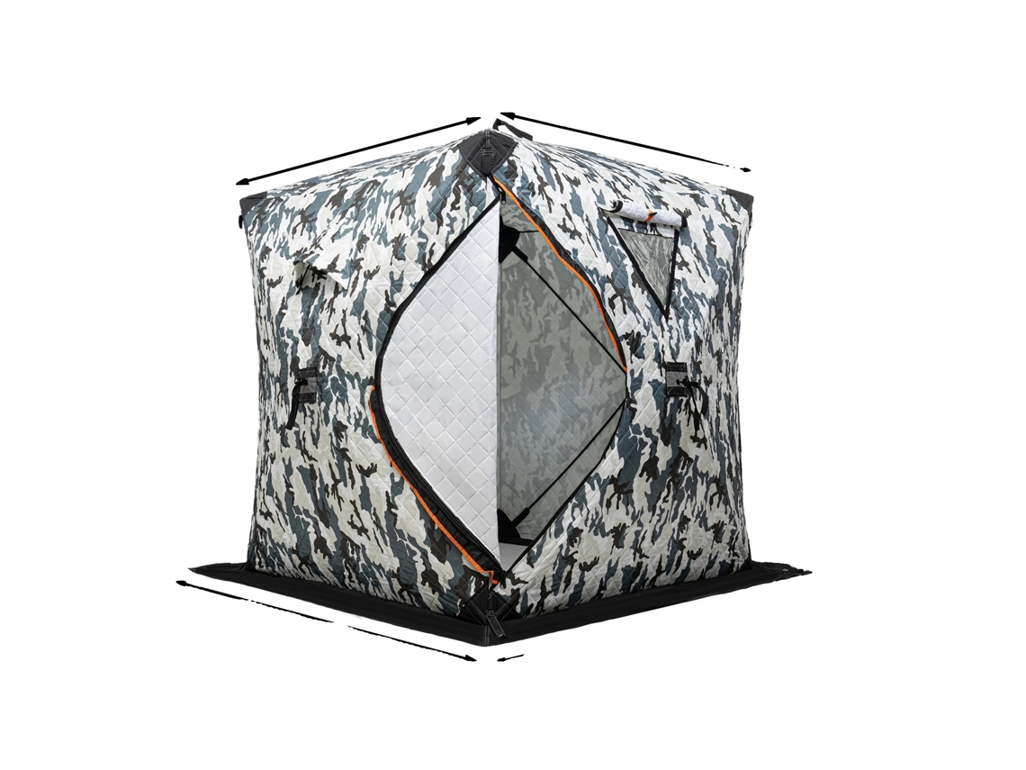 Tienda de campaña para pesca en hielo, diseño resistente al viento, fácil montaje, camuflaje.