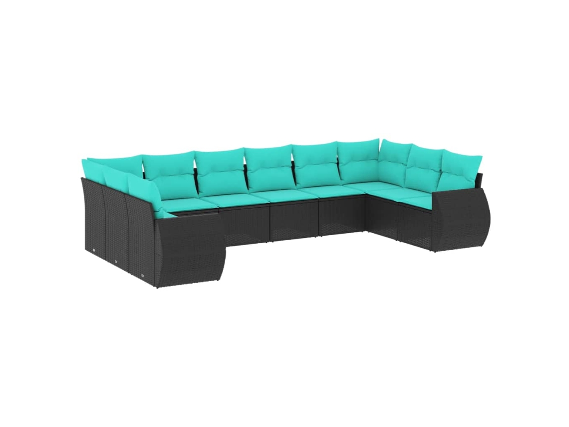 Maison Exclusive - Conjunto De Sofá De Jardín De 10 Piezas Con Cojines, De Poliratán Negro