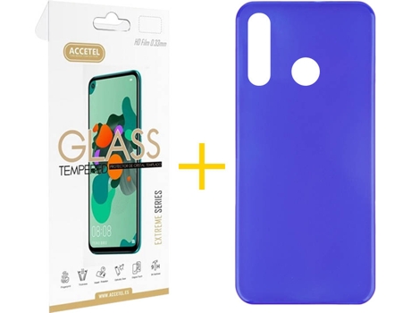 Kit Funda + Protector de Pantalla Huawei P40 Lite-E ACCETEL Cristal Templado 7455 Azul