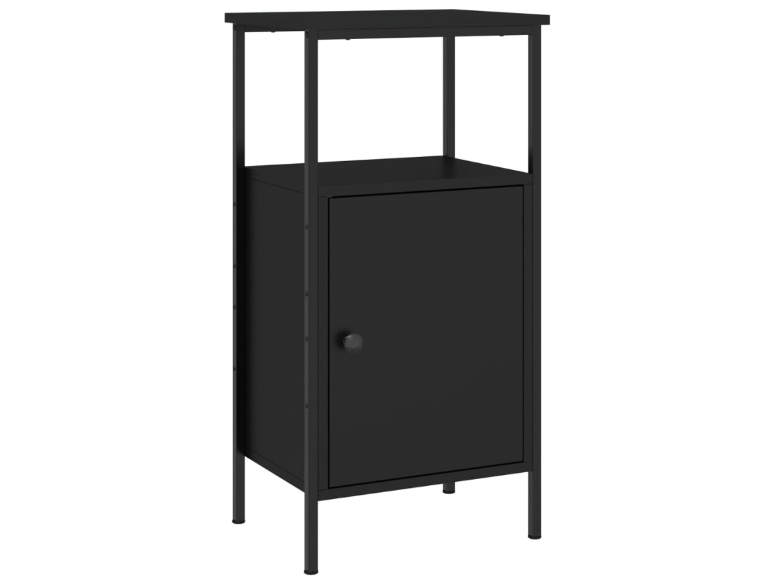 Maison Exclusive - Mesita De Noche Madera De Ingeniería Negra 41x31x80 Cm