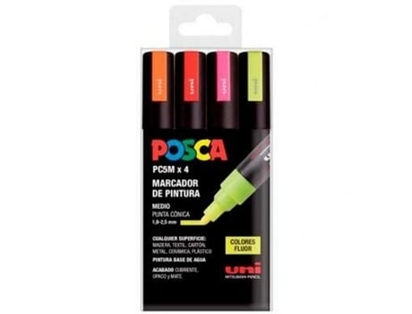 Juego De Marcadores POSCA Pc-5M Fluor 4 Piezas