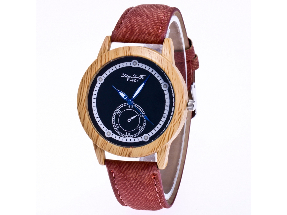 Reloj De Pulsera De Cuarzo Con Correa De Lona, Estilo Unisex, Esfera Redonda Sencilla, Zhoulianfa (marrón)