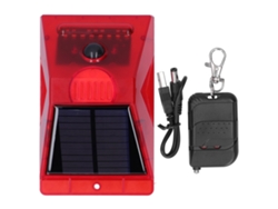 Lámpara de alarma solar BJ de 129 dB, repelente de animales con sensor de movimiento y control remoto para granjas y jardines.