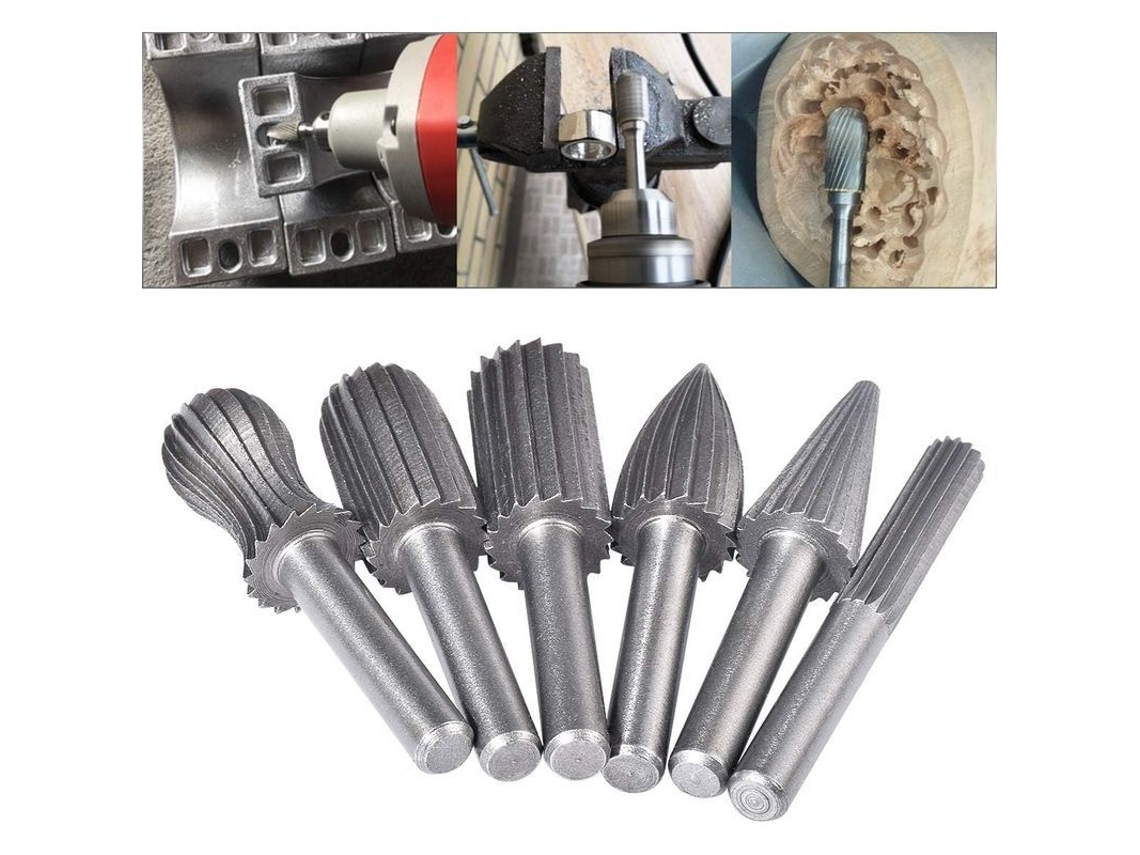 Brocas Rotativas De Tungsteno De Doble Corte Para Filado Grabado Y Esmerilado Con Mango De 6mm