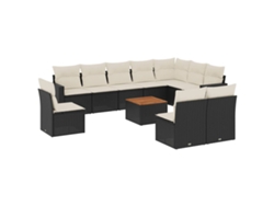 Maison Exclusive - Set De Sofás De Jardín 11 Pzas Y Cojines Ratán Sintético Negro