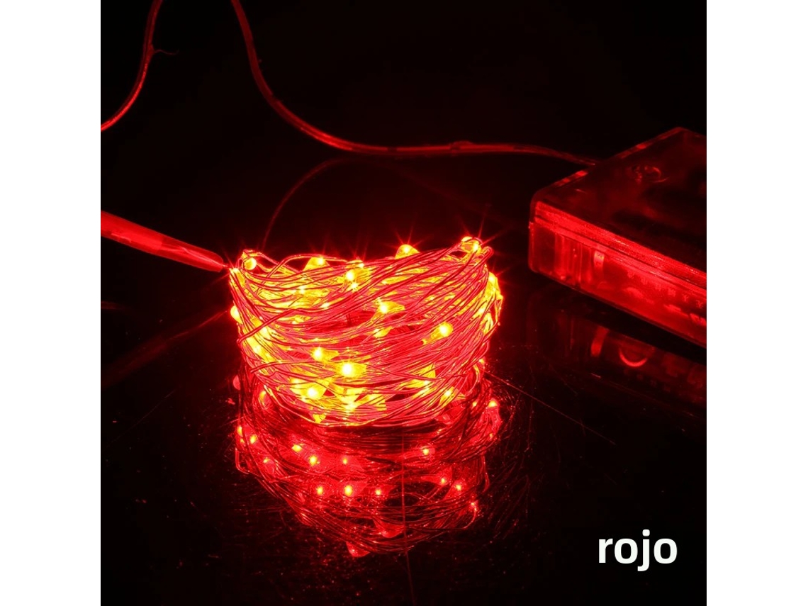 (cuentas Led Rojas De 2 M20) Mini Cadena De Luces Led En Forma De Estrella Alimentada Por Batería, Hecha De Alambre De Cobre