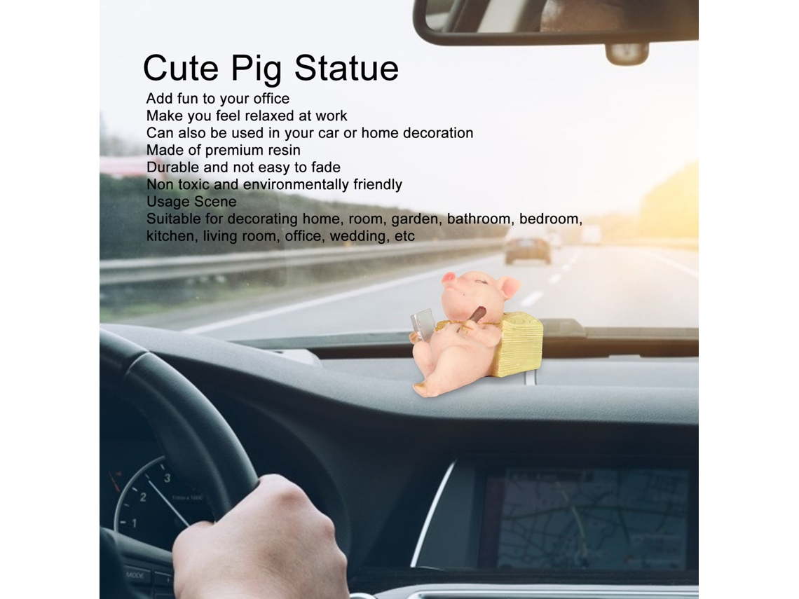 Adorno Pequeño De Cerdito De Resina, Estatua Linda Y Divertida Para El Coche, Dormitorio, Sala De Estar, Oficina.