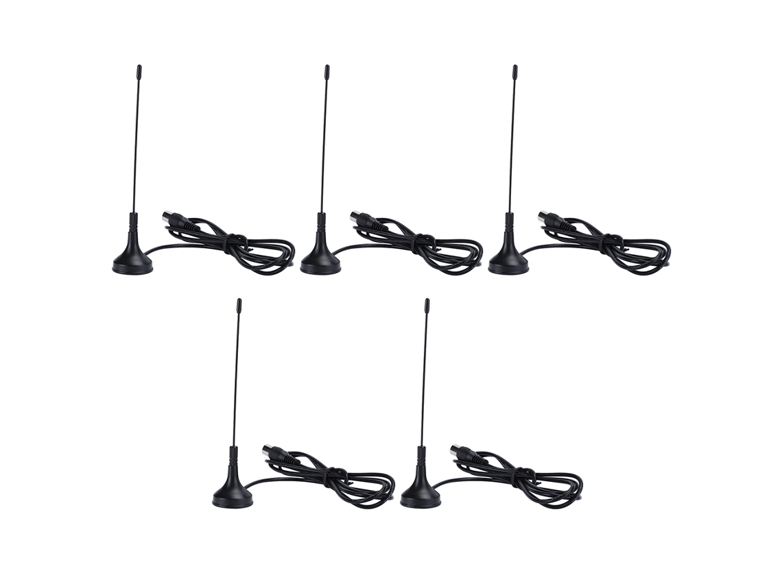 Kit De 5 Antenas Dvb-t Hdtv Digitales 1080p Vhf Uhf De 5 Dbi Con Ventosa Para Tv
