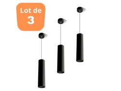 Conjunto de 3 suspensiones de tubo negro cable negro Gu10 1.45m