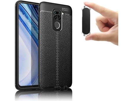 Carcasa y Soporte Xiaomi Redmi Note 9 Rugged Leather Negro