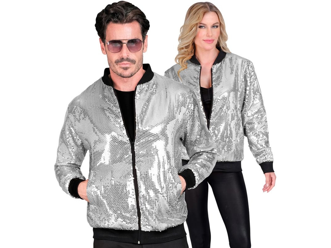 Bomber Fiesta plateado con lentejuelas para adulto