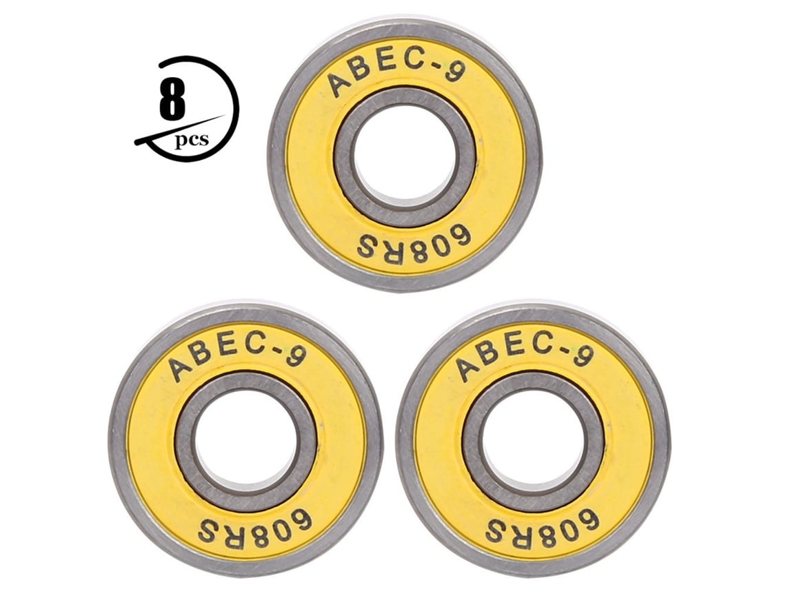 8 Peças Rolamento De Bola Miniatura 608 Abec-9 Para Skateboard E Scooter Amarelo