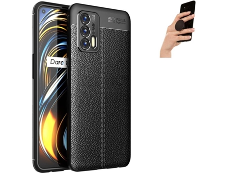 Carcasa y Popsocket Realme GT 5G Rugged Leather Negro