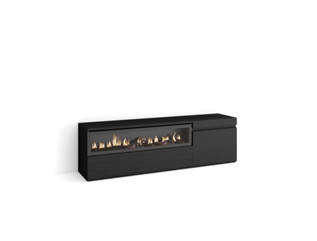 Mueble TV Televisión 150x45x35cm Para TV hasta 65 Chimenea eléctrica Negro