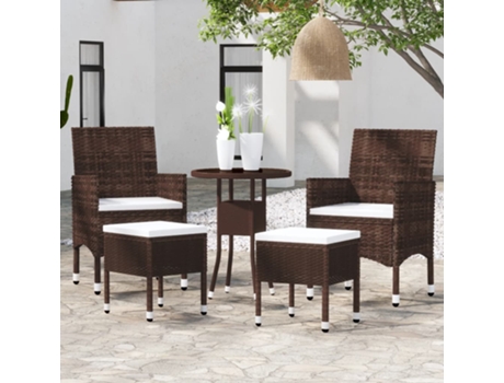 Conjunto 5 de muebles de jardín de VIDAXL ratán sintético marrón