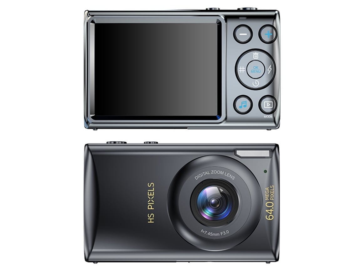 Cámara Digital, Enfoque Automático, 64 Mp, Uhd 4k, Vlogging, Zoom Digital De 18x, Portátil, Compacta (negra)