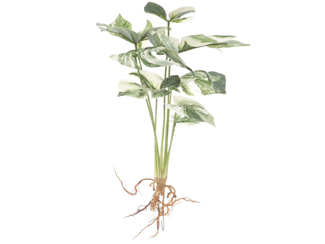 Planta Monstera para mesa y hogar, verde y blanca, 8 tallos, sin mantenimiento, para escritorio Gokoco