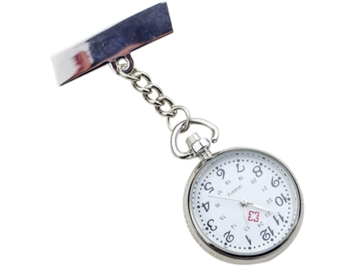 2 Piezas Práctico Estudiante Bolsillo Profesional Enfermería Broche Metal Plata Mujer Aleación Relojes