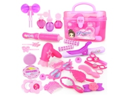 2026-24pcs Juego De Salón De Belleza Para Niñas Con Juguetes De Peinado Simulados En Rosa