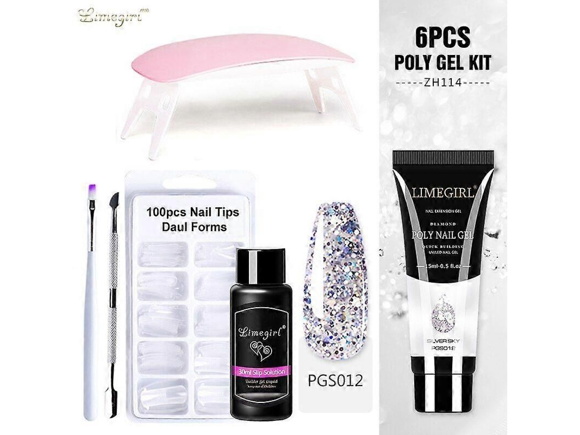 Kit de uñas de gel de poliéster con lámpara UV de 6 W, herramientas de manicura rápida GOKOCO
