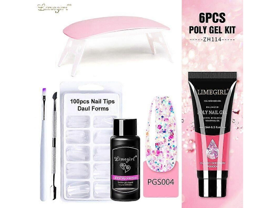 Kit de uñas de gel de poliéster con lámpara UV de 6 W, herramientas de manicura rápida GOKOCO