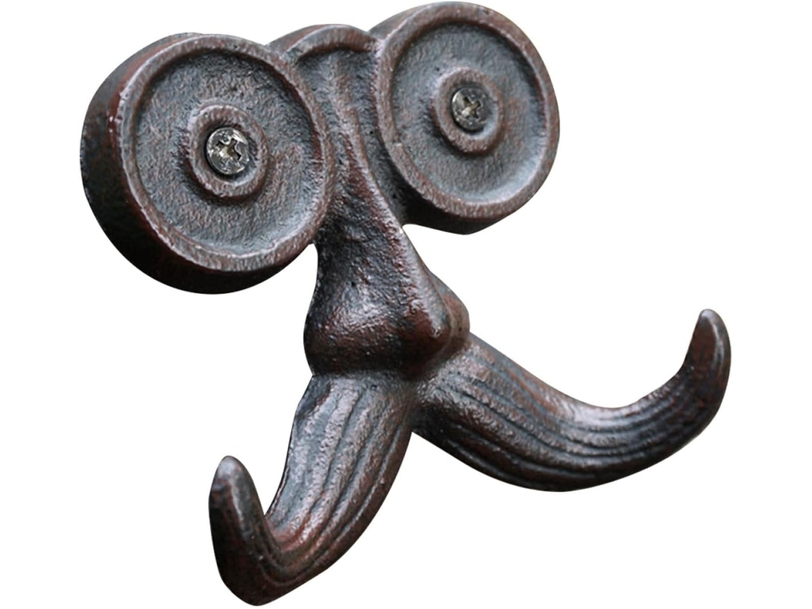 Gancho Pared Antiguo Hierro Fundido Forma Bigote Metal Compacto Multifuncional Abrigos Toallas Cocina Estar