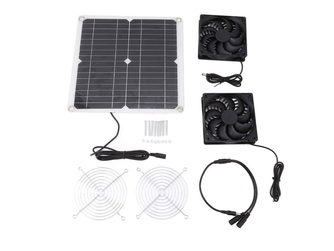 Kit De Ventilador Doble De 12 W Y 12 V Con Panel Solar, Conversión De Energía Eficiente, Portátil Y Silencioso.