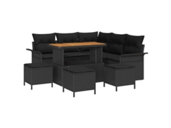 Maison Exclusive - Conjunto De Sofá De Jardín Con Cojín Con Almohada 9 Pcs Negro
