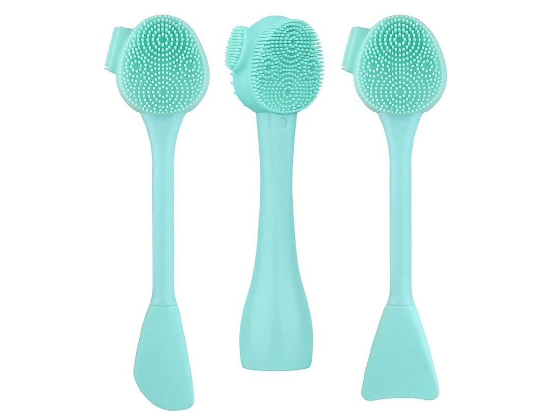 Cepillo Limpiador De Silicona 4 En 1 Para Una Exfoliación Profunda Y Suave, De Doble Punta (verde)