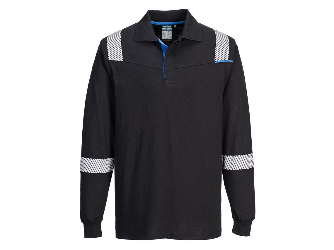 Polo De Manga Larga Resistente A La Llama Wx3 Fr Modaflame Negro / Xxxl