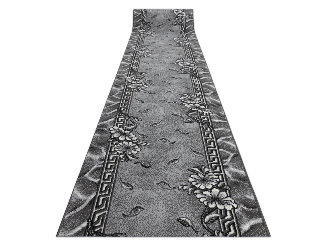Alfombra de Pasillo Bcf Morad Trio Flores, Hojas Gris 90 cm
