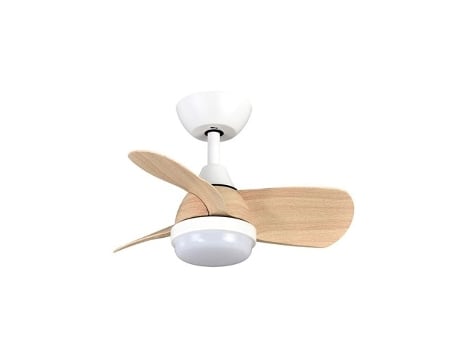 Ventilador de techo DC PIRDO Blanco/haya 3 Aspas 24W FABRILAMP