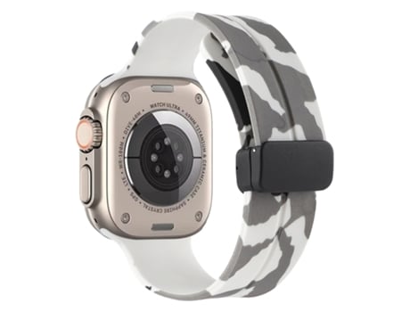 Correa de reloj inteligente de silicona de camuflaje con cierre magnético para Apple Watch Ultra 49 mm (blanco camuflaje)