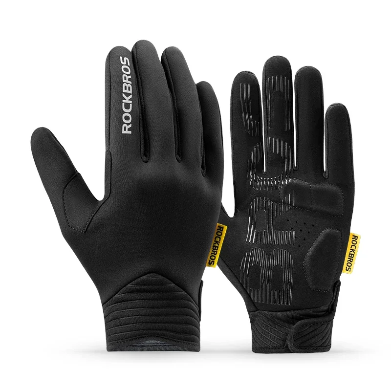 (talla M) Guantes De Ciclismo De Forro Polar, Dedos Largos, Compatibles Con Pantallas Táctiles, Antideslizantes, Resistentes Al Viento Y Cálidos.