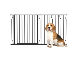 Barrera Para Mascotas Con 3 Extensiones, Doble Cierre Sensible A La Presión, 75-145x76 Cm, Color Negro.