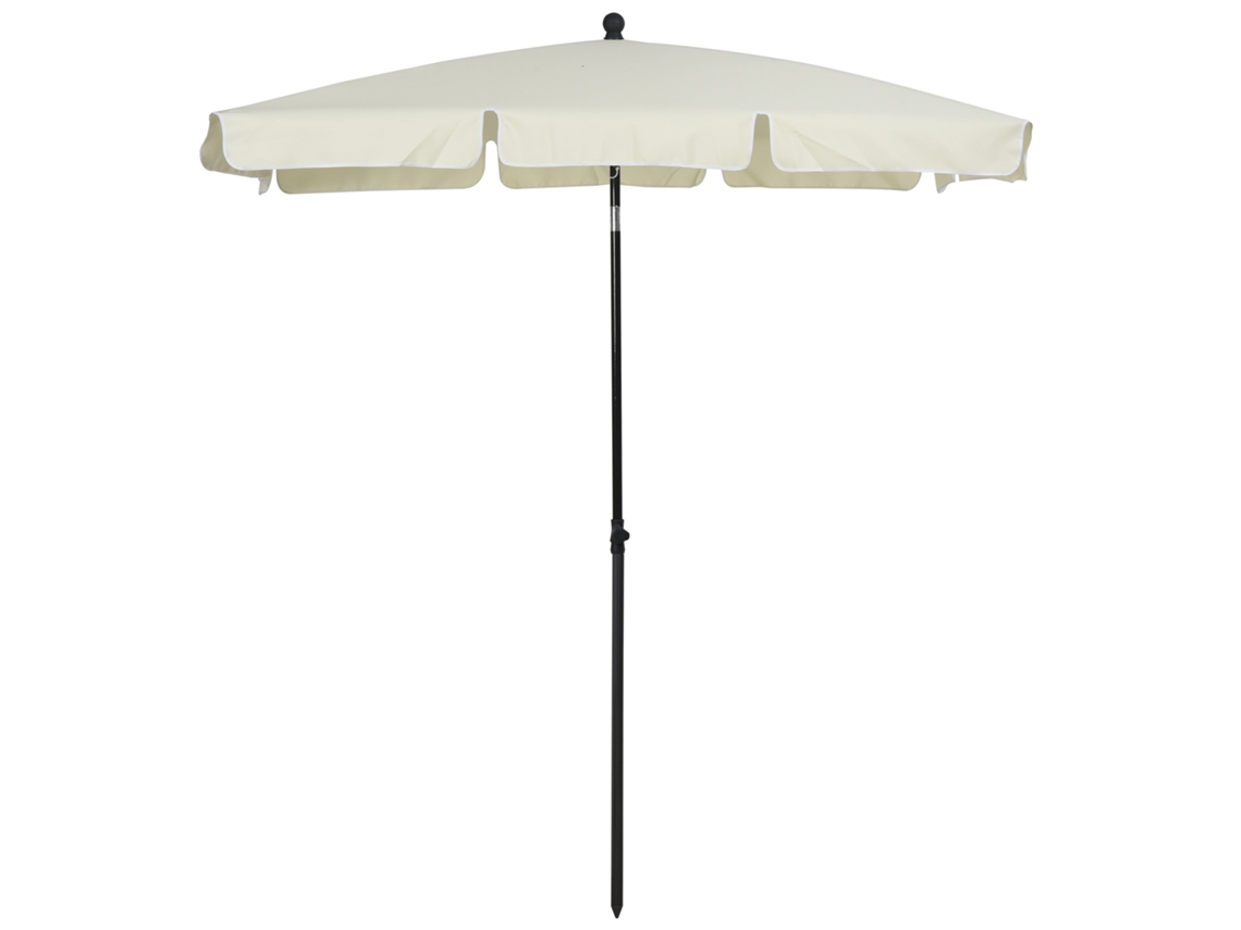 Sombrilla Rectangular De Aluminio, 198x130x245 Cm, Angular, Color Beige.