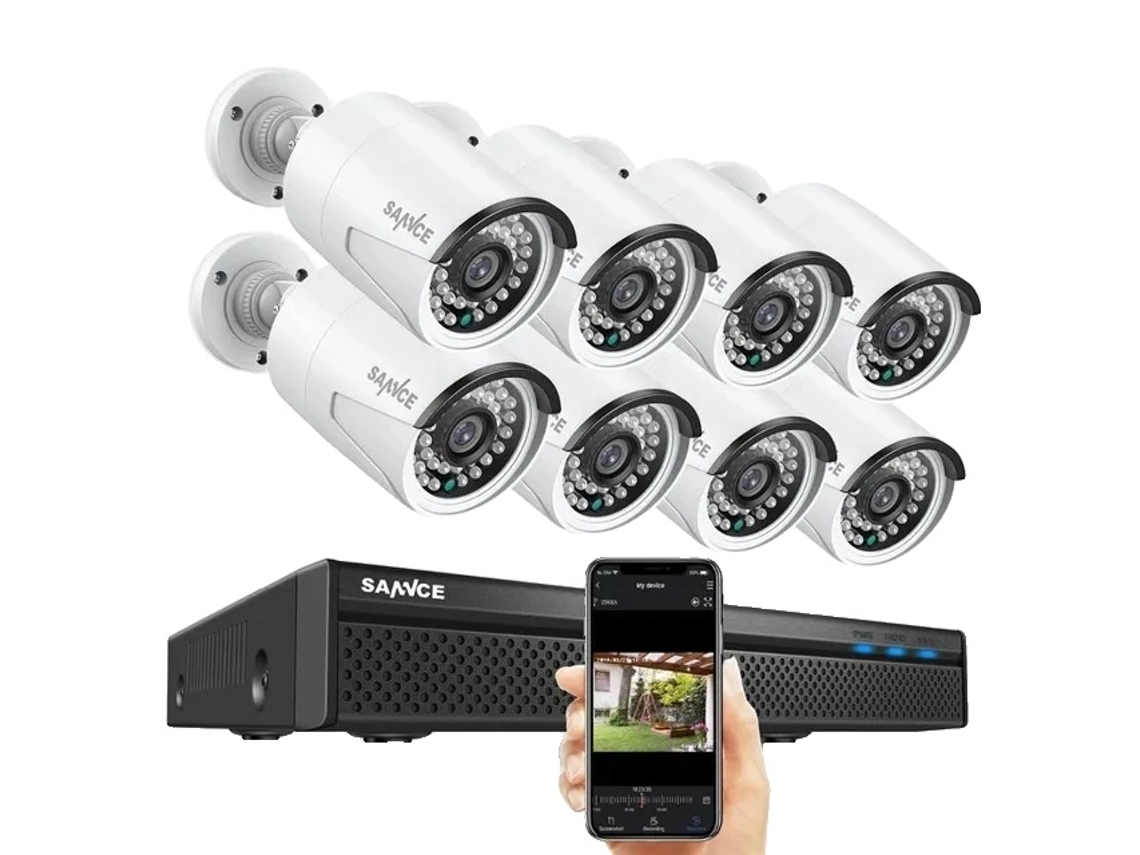 Sistema de cámaras de seguridad NVR Sannce, resolución de video de 8 MP, compatible con 8 canales POE, 8 cámaras de 5 MP, 2T OEM